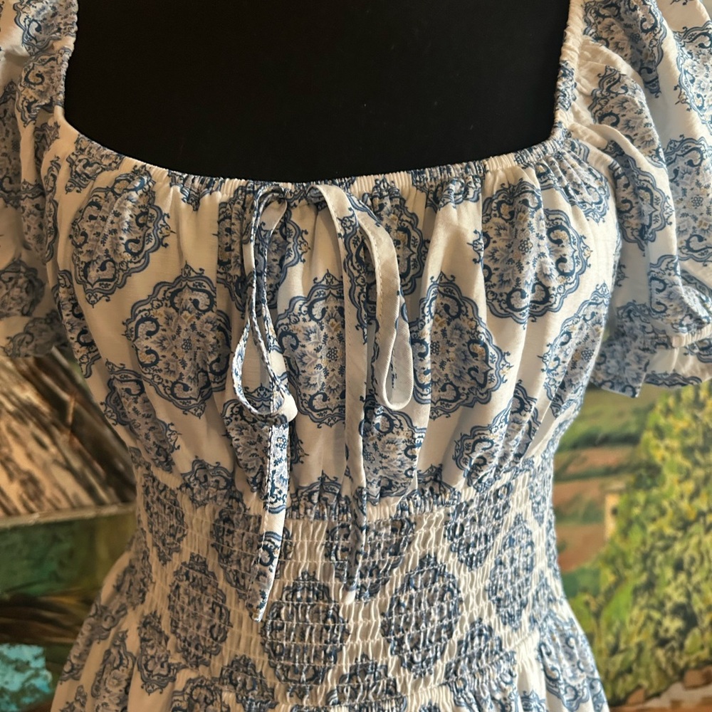 Cute Blue Patterned Dress